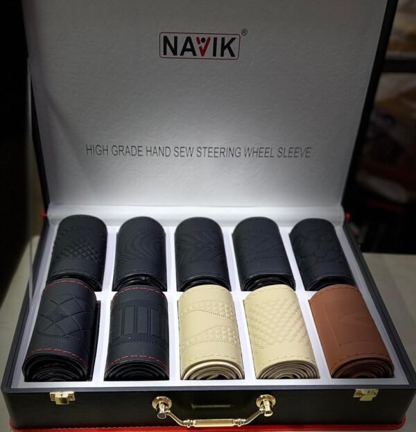 Navik Premium Leathered Steering Cover Ten Different Design In Attractive Box
